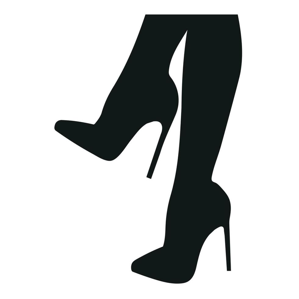 noir silhouette de femelle jambes dans une pose. des chaussures talons aiguilles, haute talons. marche, debout, en cours d'exécution, sauter, Danse vecteur