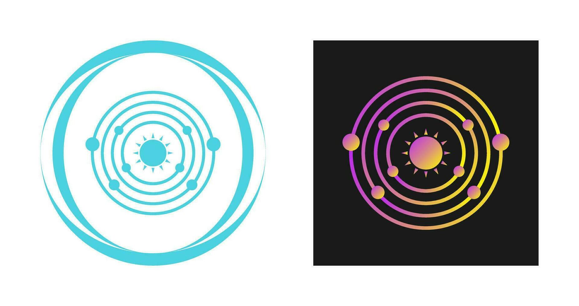 planètes en orbite autour de l'icône de vecteur de soleil
