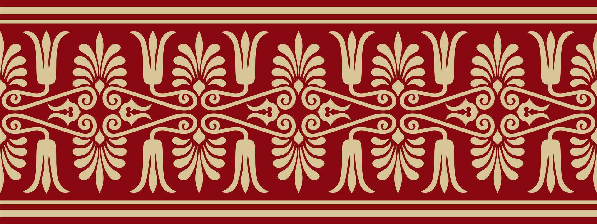 vecteur rouge s ancien Grèce sans couture ornement. classique interminable modèle Cadre frontière romain Empire