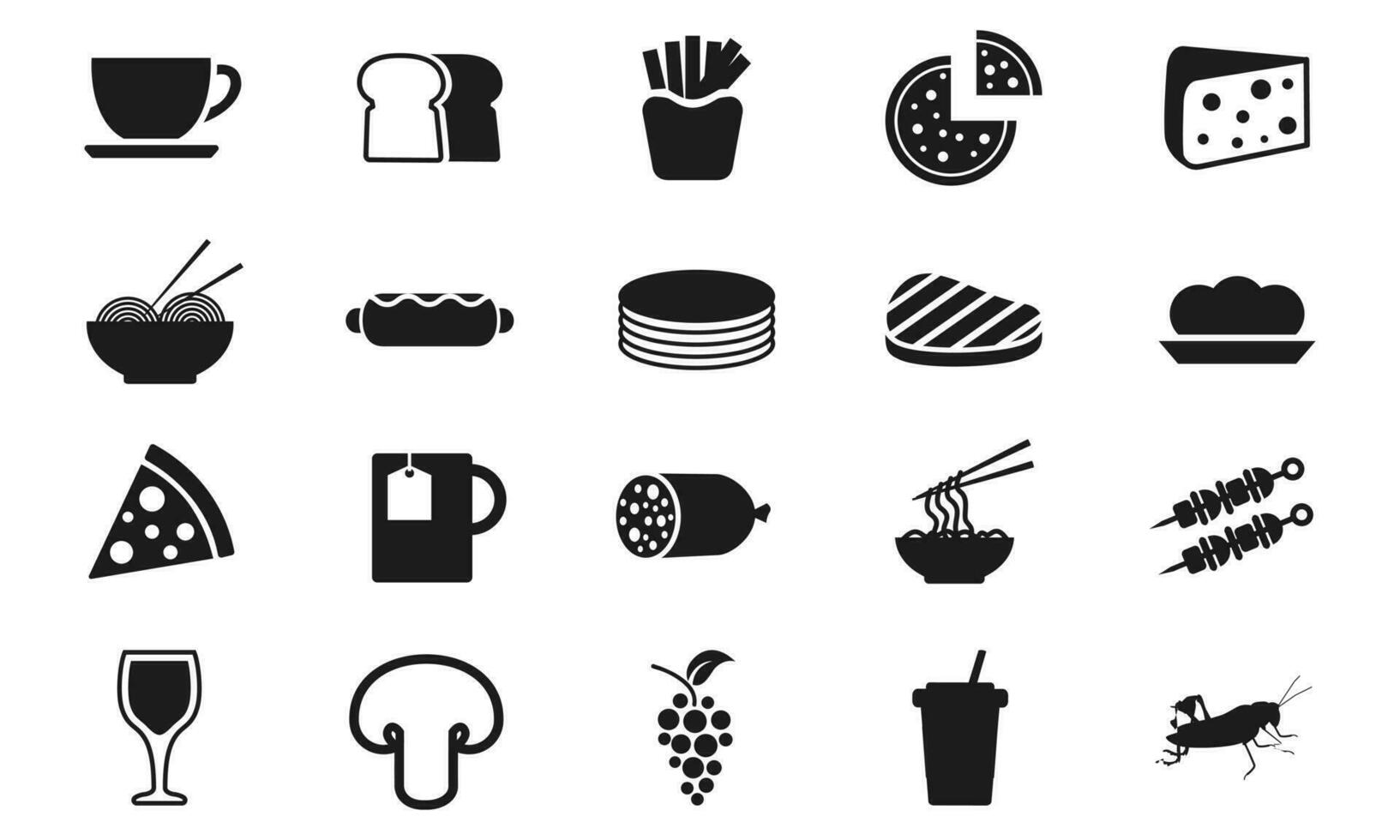 ensemble icône nourriture et boire, vecteur illustration