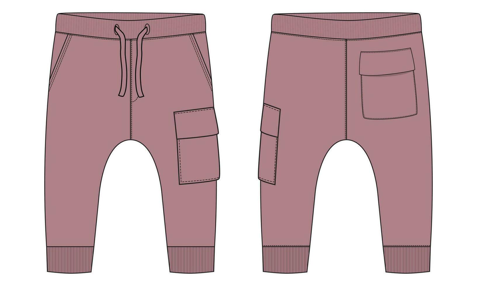les pantalons de survêtement mode plat esquisser vecteur illustration modèle pour enfants. vêtements Vêtements conception moquer en haut
