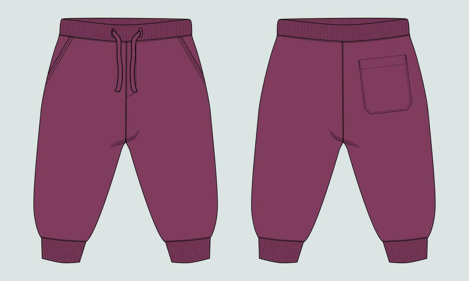 les pantalons de survêtement mode plat esquisser vecteur illustration modèle pour enfants. vêtements Vêtements conception moquer en haut