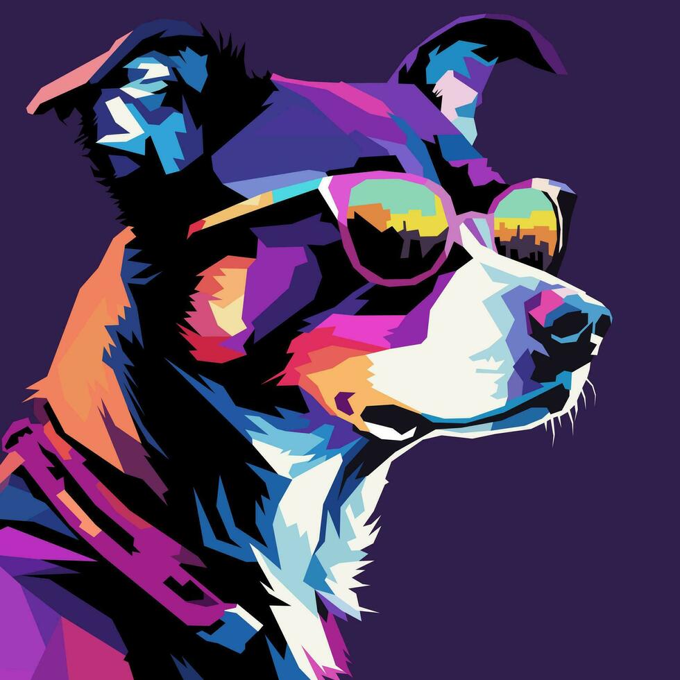 chien tête tiré en utilisant wpap art style, pop art, vecteur illustration.