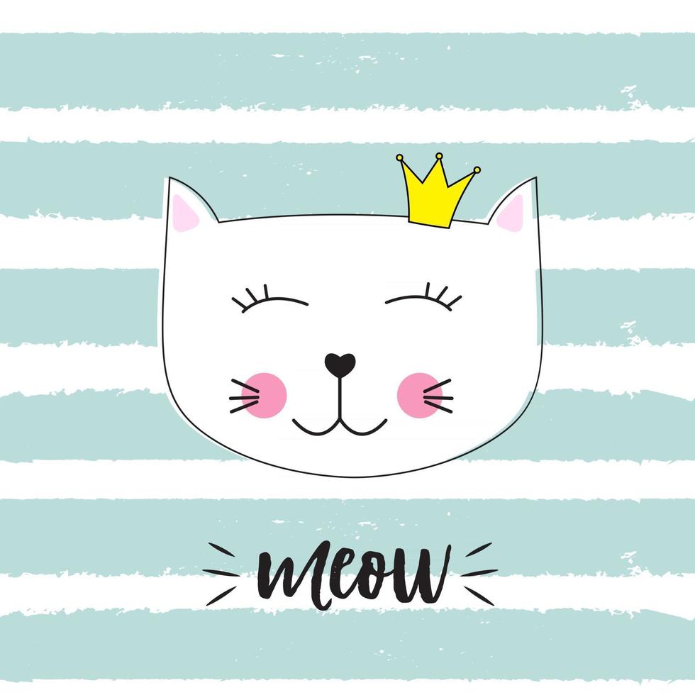 petite illustration vectorielle de chat mignon princesse vecteur