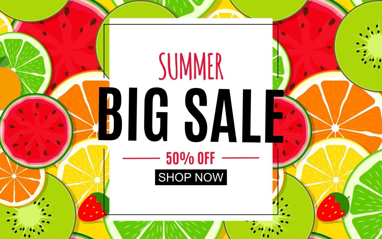 abstrait de vente d'été avec des fruits frais. illustration vectorielle vecteur