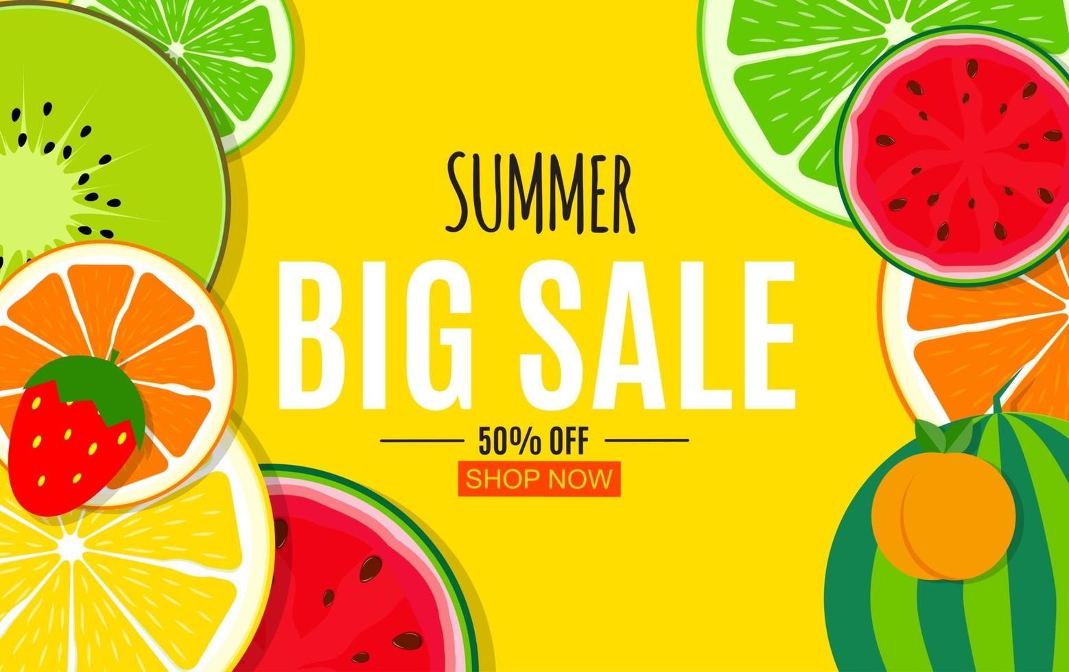 abstrait de vente d'été avec des fruits frais. illustration vectorielle vecteur