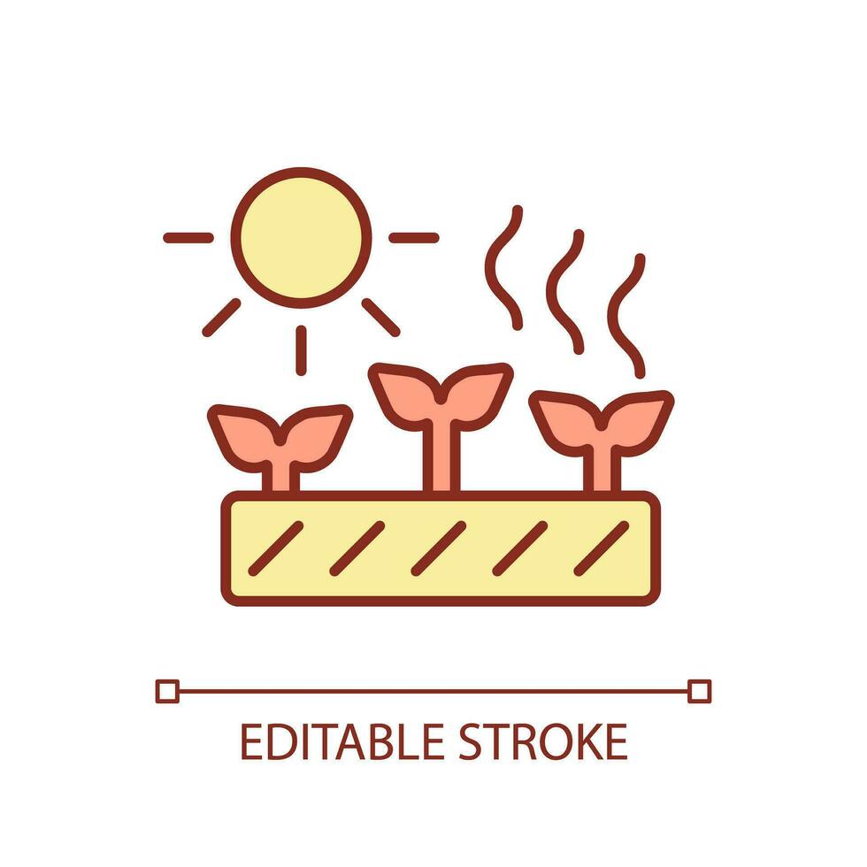 modifiable croissance résistant cultures icône représentant thermoflation concept, isolé vecteur, linéaire illustration de solutions à global échauffement. vecteur