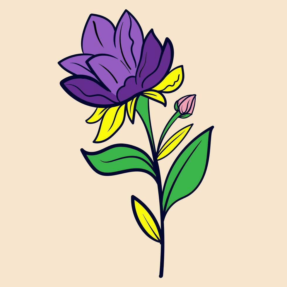 main tiré décoratif floral branche et minimaliste feuilles pour logo ou tatouage. main tiré ligne mariage herbe, élégant fleurs sauvages. minimal ligne art dessin pour imprimer, couverture ou fond d'écran vecteur