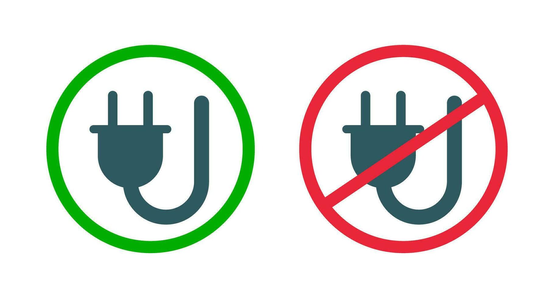 sortie disponible signe et sortie ne pas disponible signe. mise en charge permis et mise en charge interdit signe ensemble. Puissance la fourniture autorisation icône ensemble. vecteur. vecteur