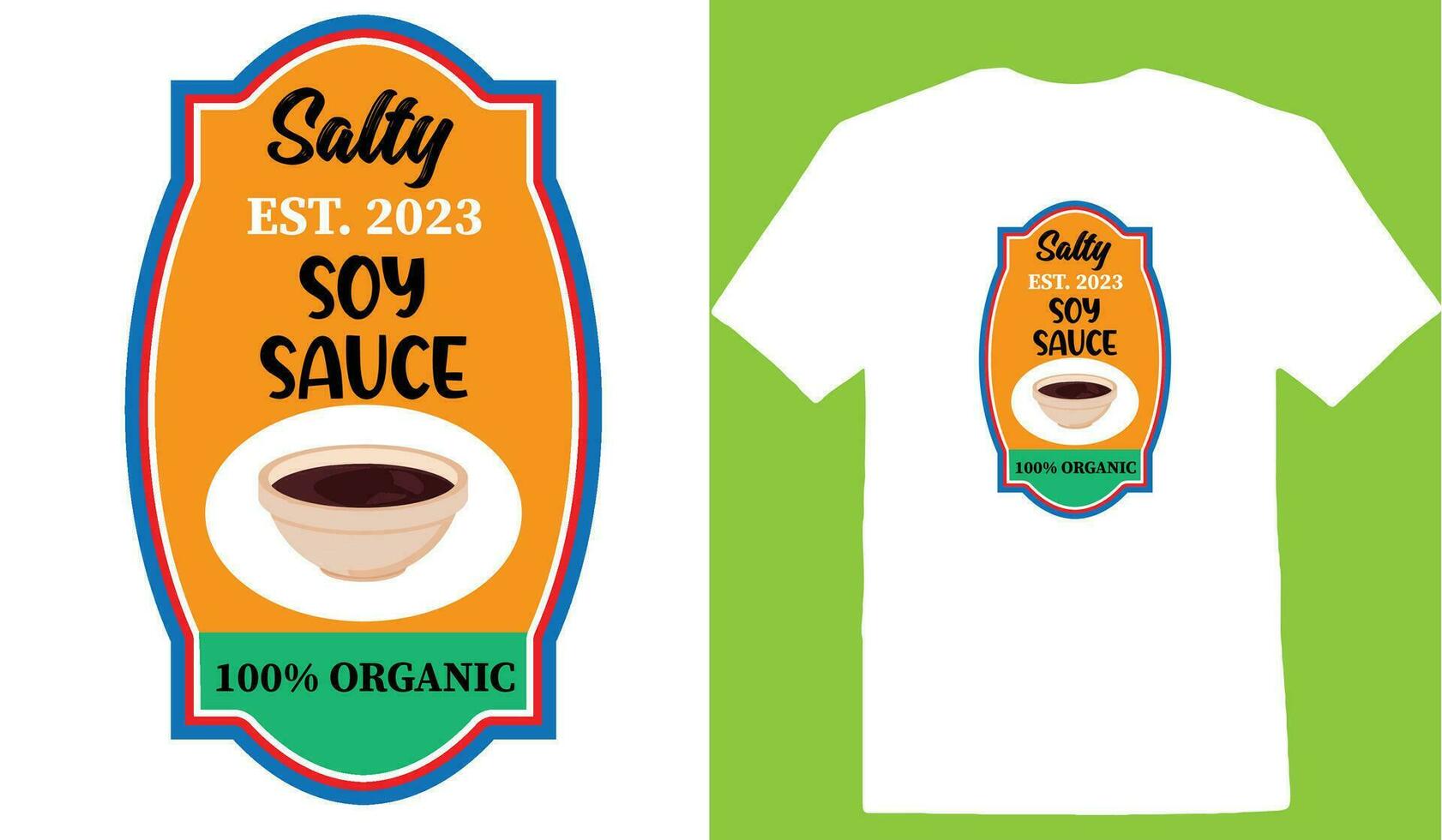 salé est. 2023 soja sauce 100 biologique T-shirt vecteur