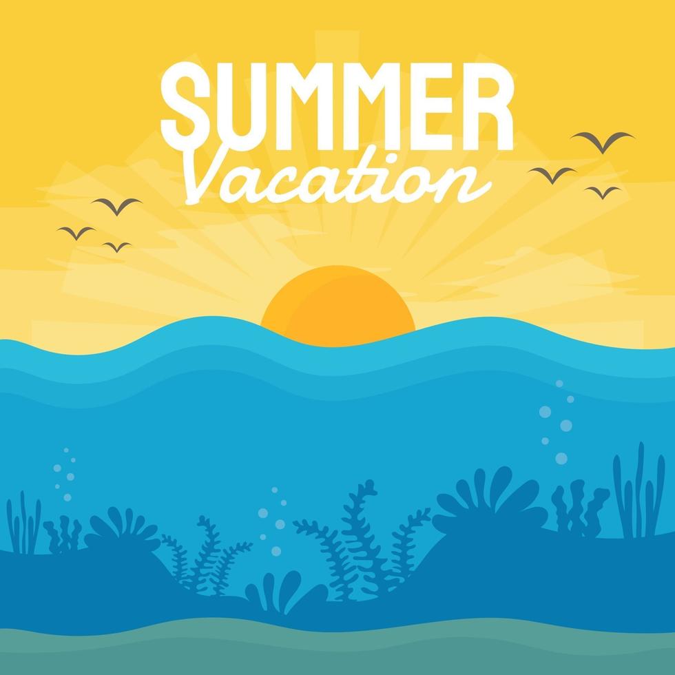 concept de conception de bannière de vecteur d'été sur la plage avec des éléments d'été.