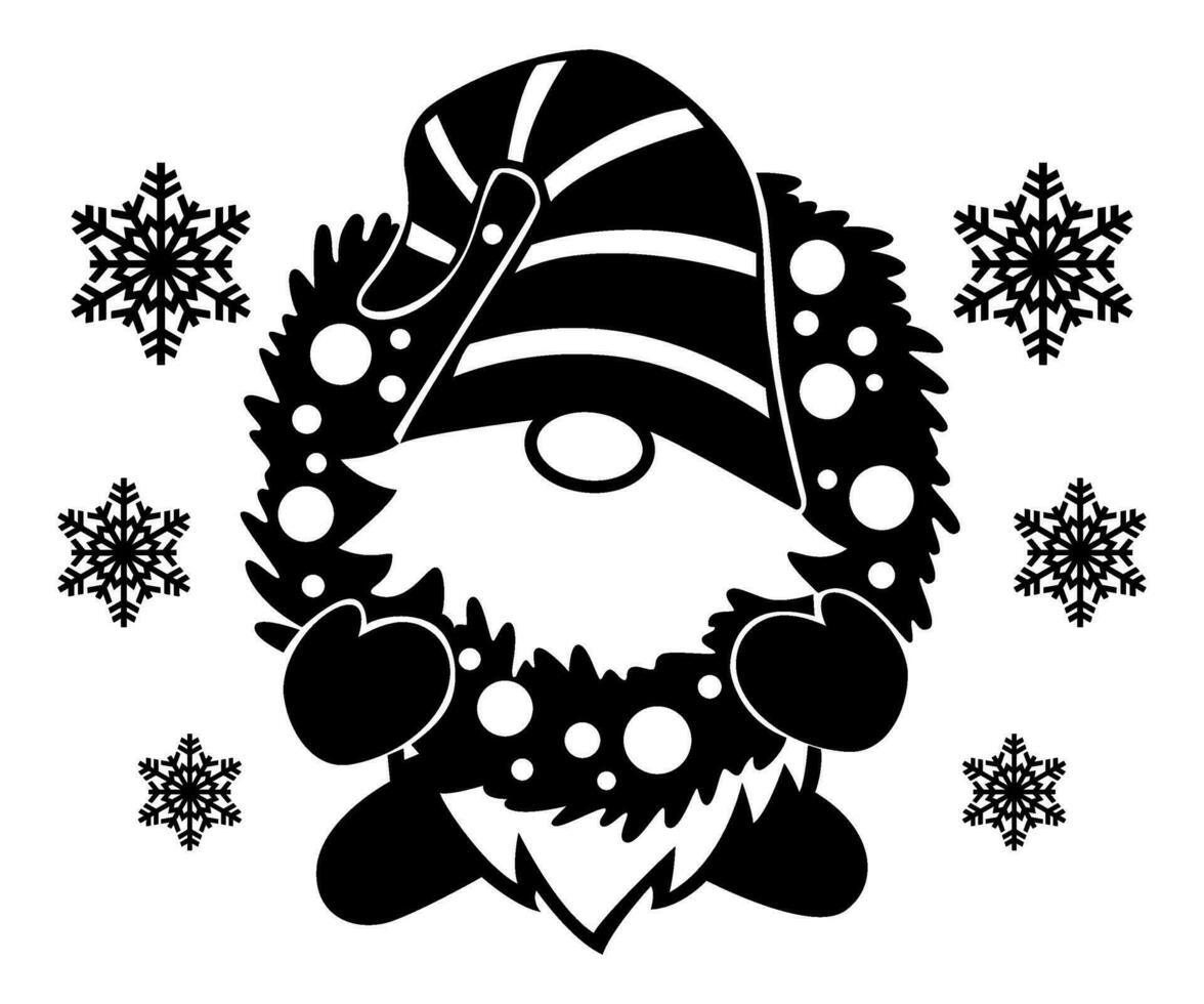 gnome silhouette Noël décor. agrafe art ornement vecteur illustration isolé