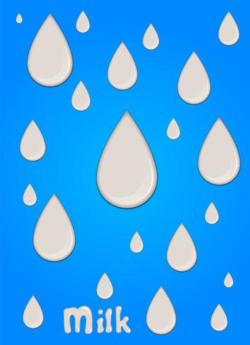 Goutte de lait réaliste, éclaboussures, liquide isolé sur fond bleu. illustration vectorielle vecteur