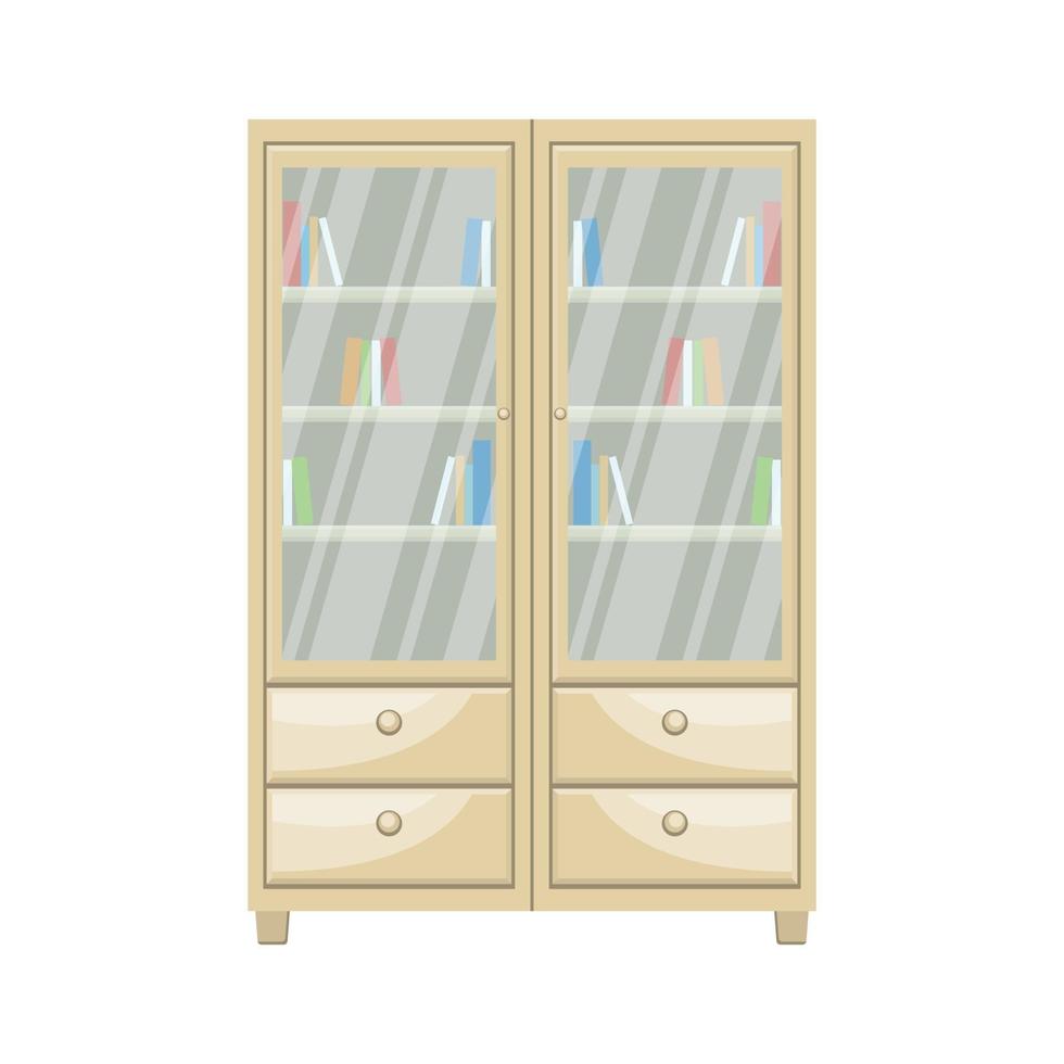 armoire en bois avec des livres vecteur