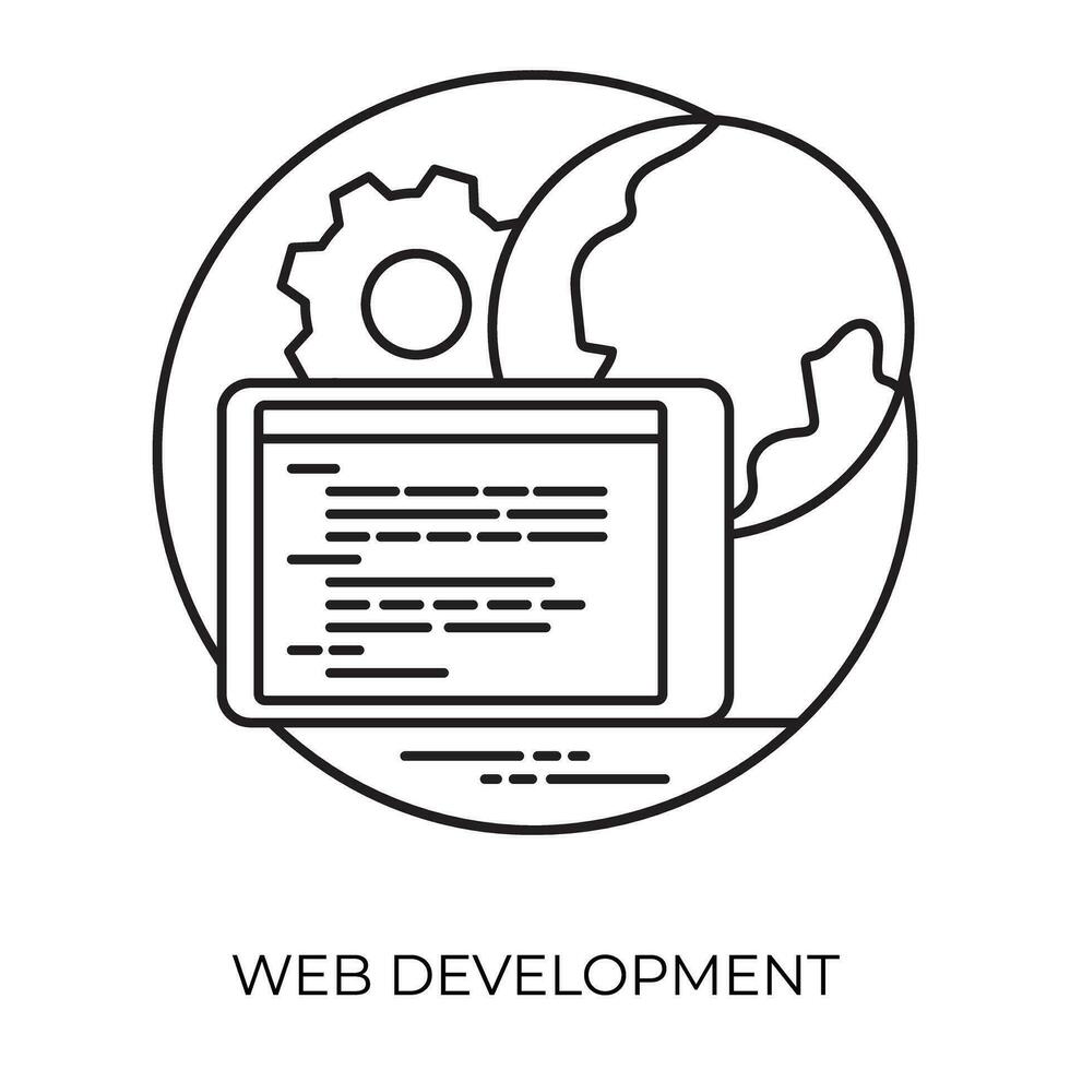 une graphiquement conçu page sur ordinateur écran avec jouer symbole sur Haut représentant la toile conception processus vecteur