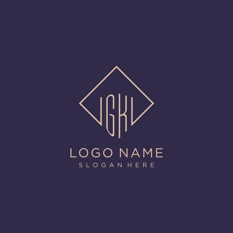 initiales gk logo monogramme avec rectangle style conception vecteur