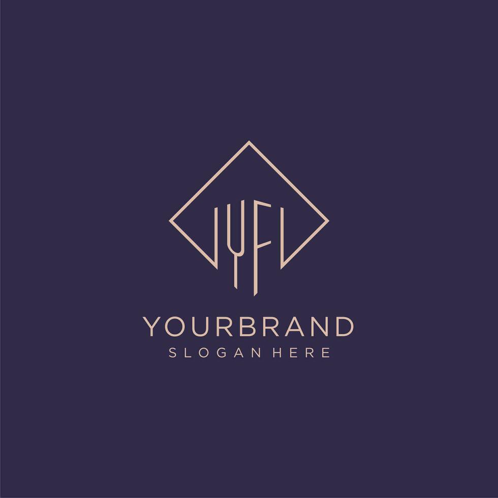 initiales yf logo monogramme avec rectangle style conception vecteur