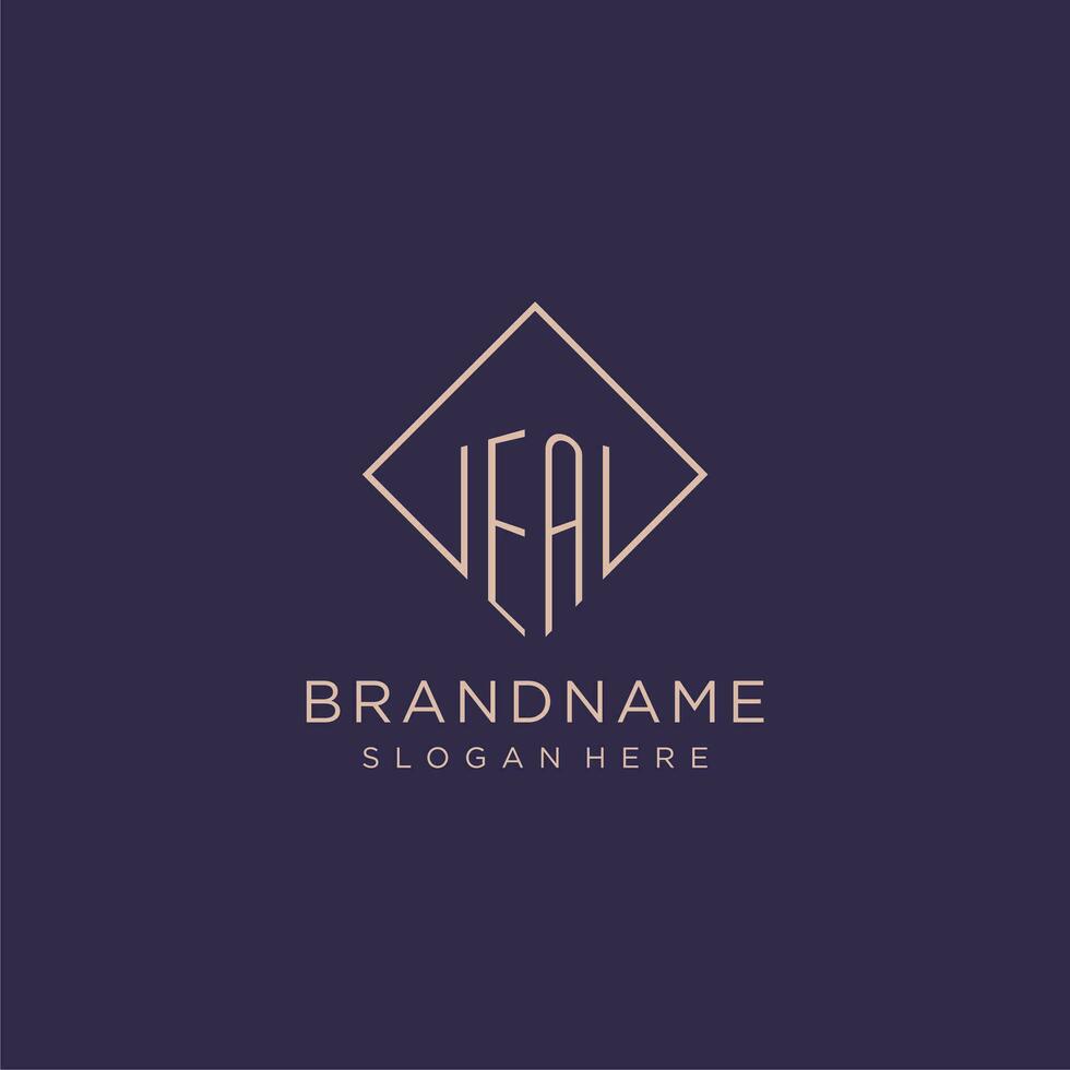 initiales ea logo monogramme avec rectangle style conception vecteur