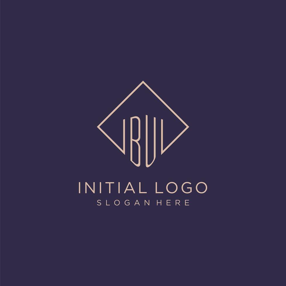 initiales bu logo monogramme avec rectangle style conception vecteur