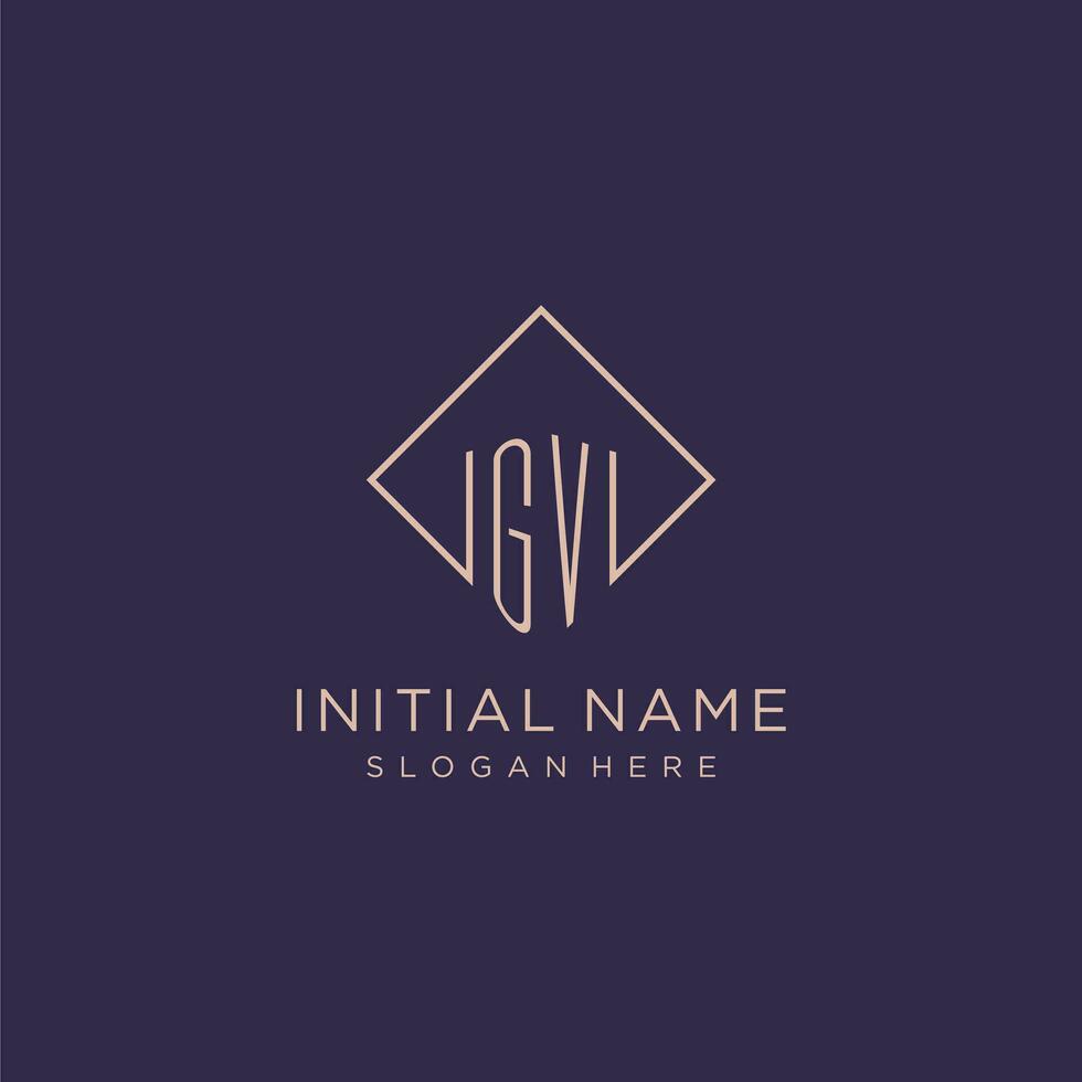 initiales gv logo monogramme avec rectangle style conception vecteur