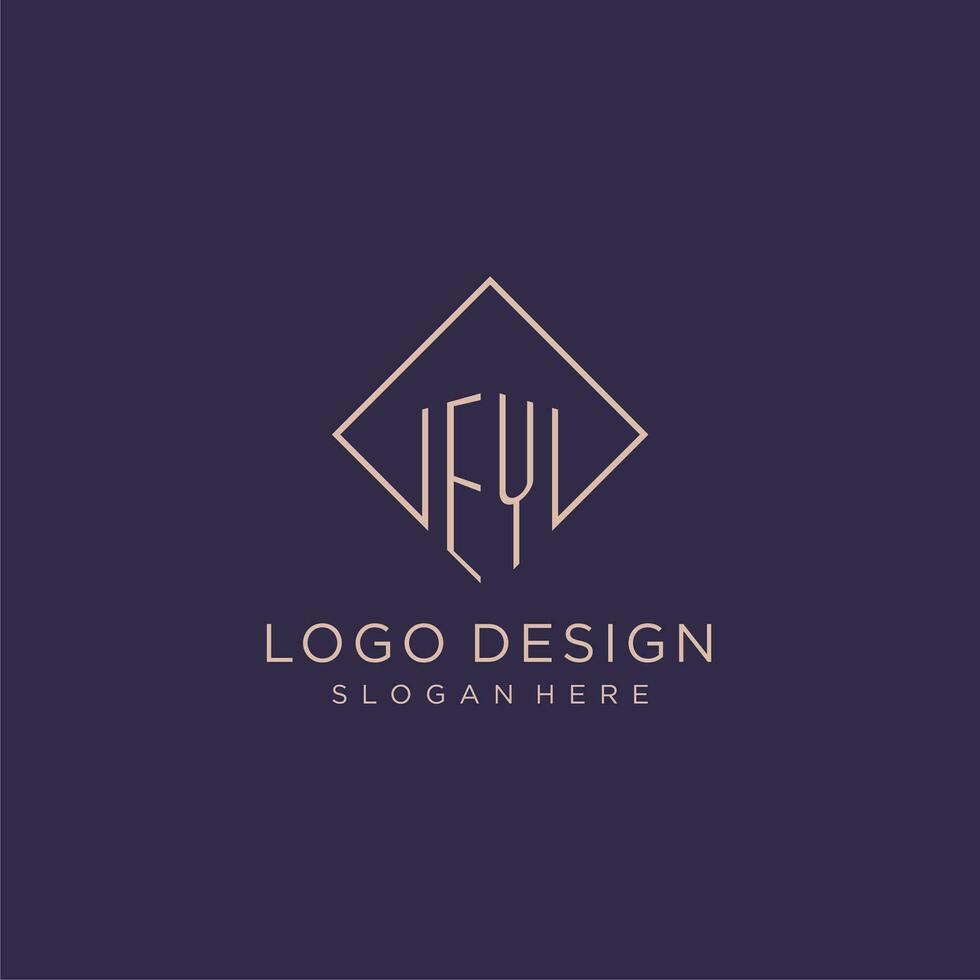 initiales euh logo monogramme avec rectangle style conception vecteur