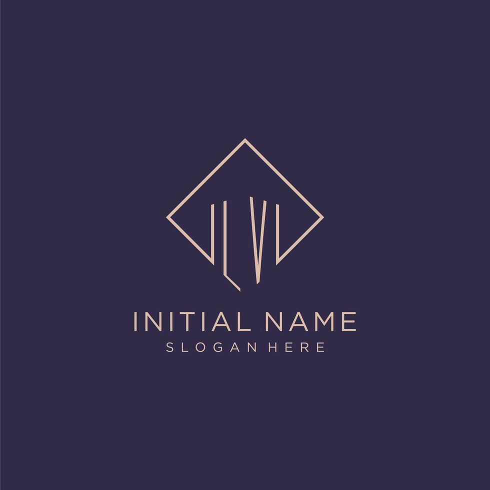 initiales lv logo monogramme avec rectangle style conception vecteur