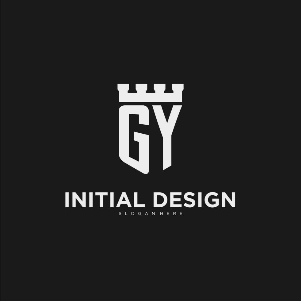 initiales gy logo monogramme avec bouclier et forteresse conception vecteur