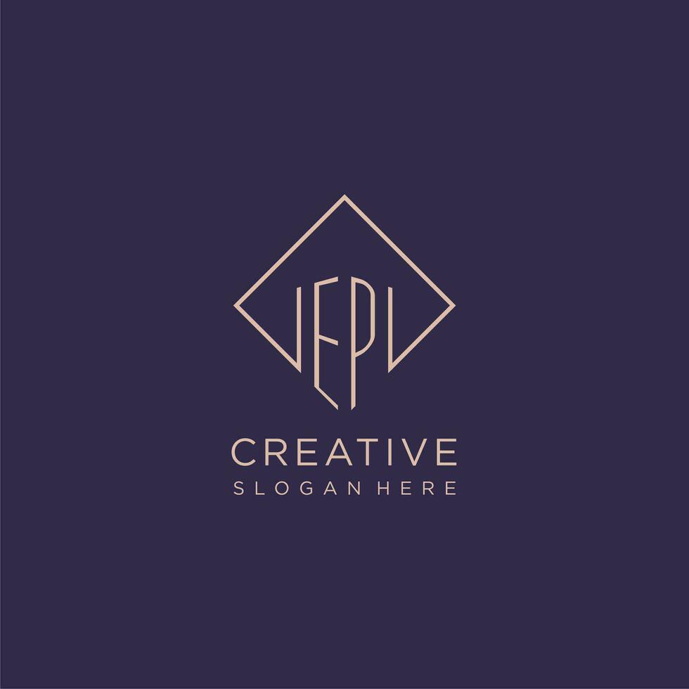 initiales ep logo monogramme avec rectangle style conception vecteur