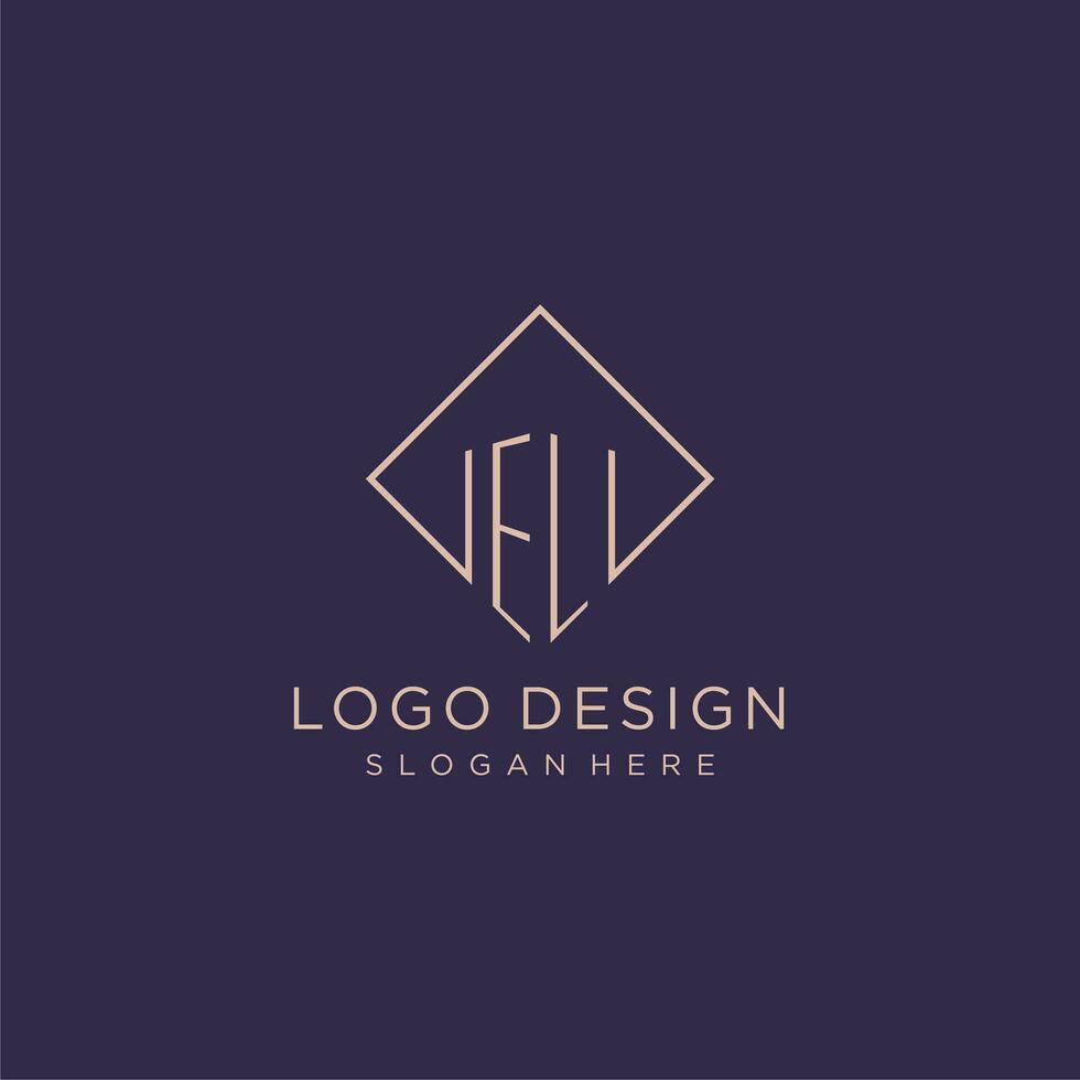 initiales el logo monogramme avec rectangle style conception vecteur