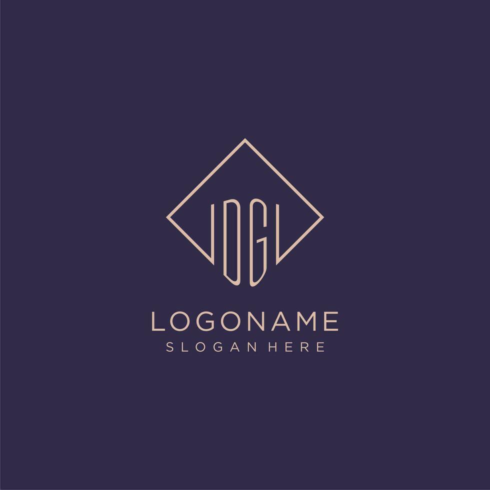 initiales dg logo monogramme avec rectangle style conception vecteur