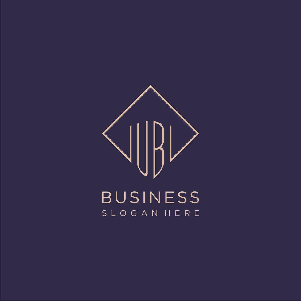 initiales ub logo monogramme avec rectangle style conception vecteur