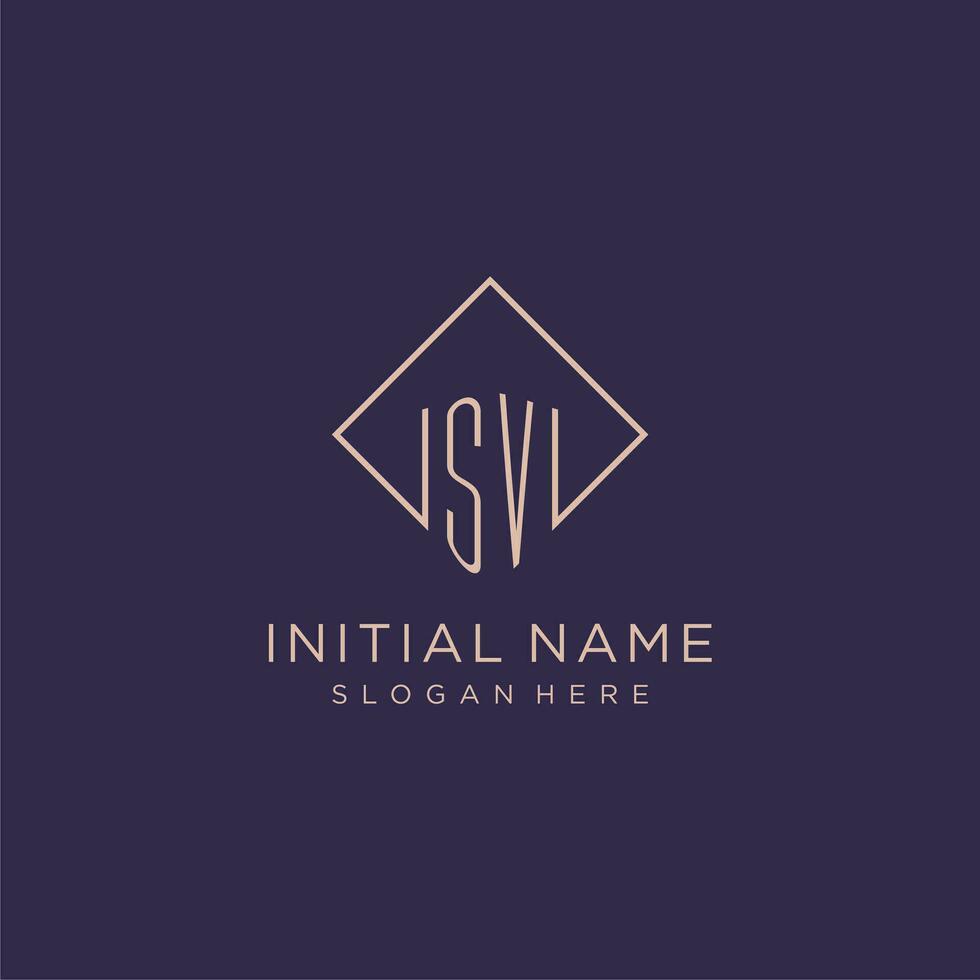 initiales sv logo monogramme avec rectangle style conception vecteur