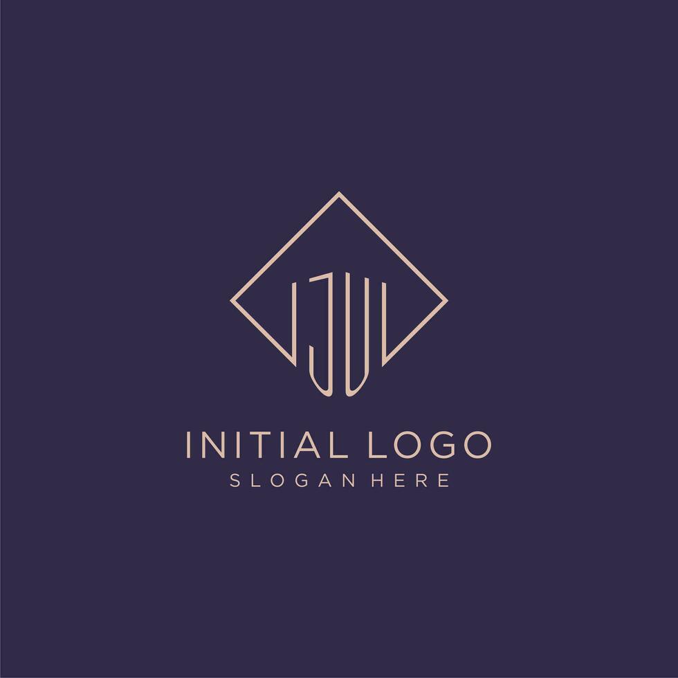 initiales ju logo monogramme avec rectangle style conception vecteur