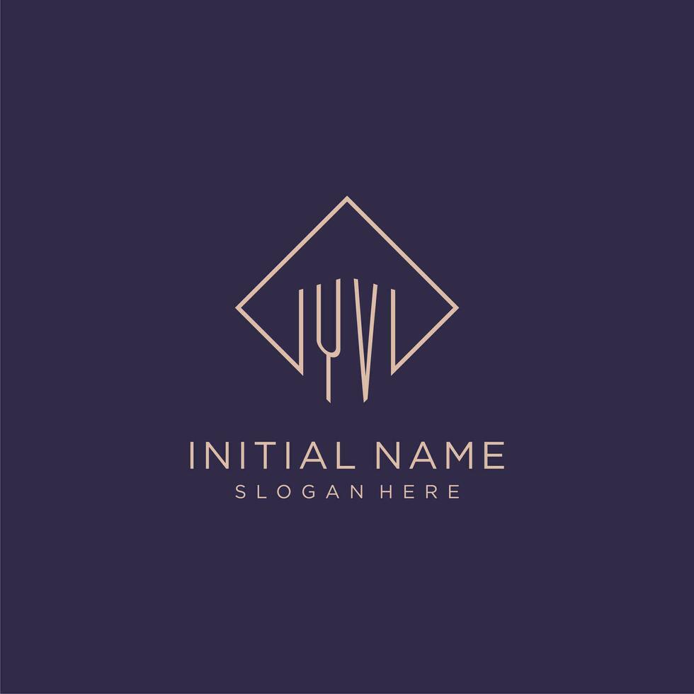 initiales yv logo monogramme avec rectangle style conception vecteur