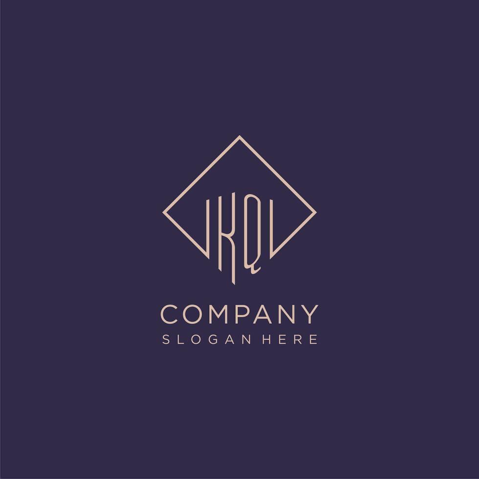 initiales kq logo monogramme avec rectangle style conception vecteur