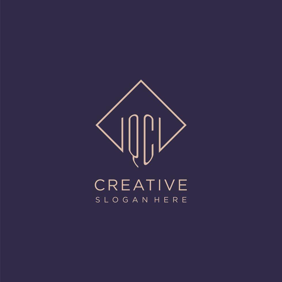 initiales QC logo monogramme avec rectangle style conception vecteur