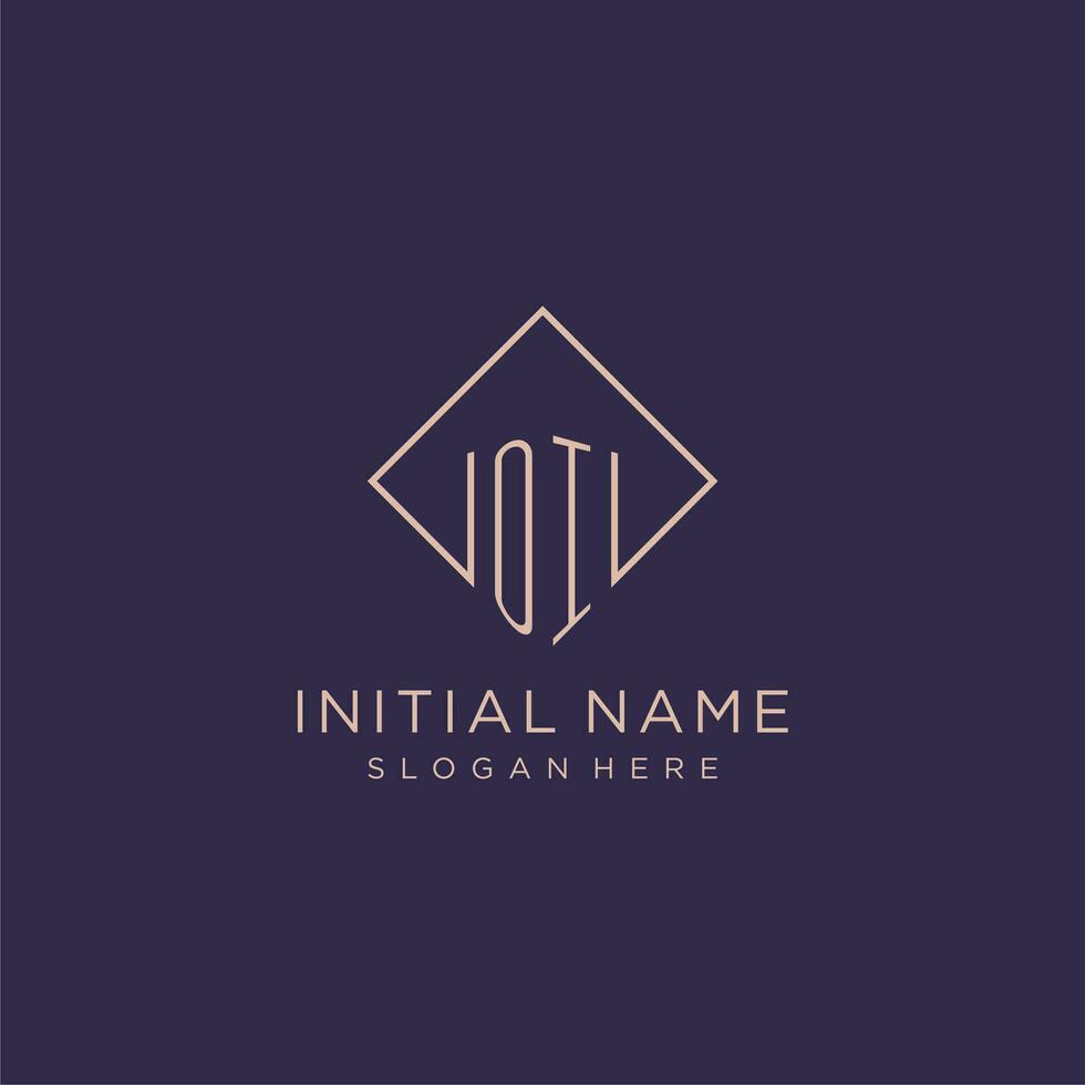 initiales oi logo monogramme avec rectangle style conception vecteur