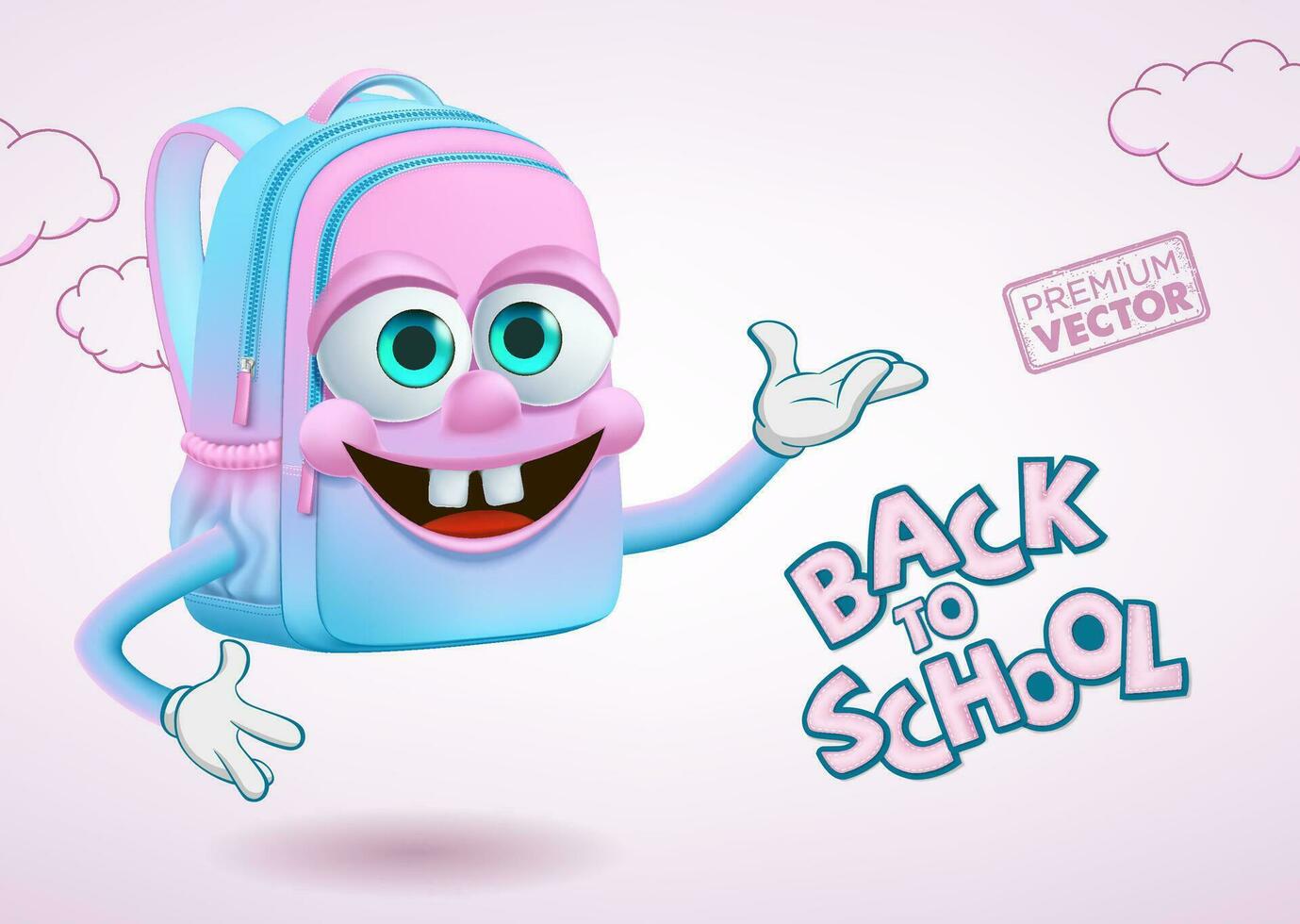 mignonne école sac dessin animé retour à école vecteur