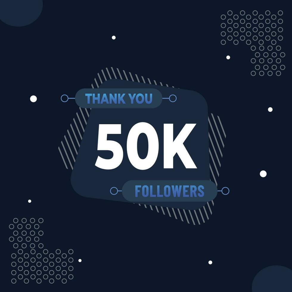 remercier vous 50 000 les abonnés ou suiveurs. la toile social médias moderne Publier conception vecteur
