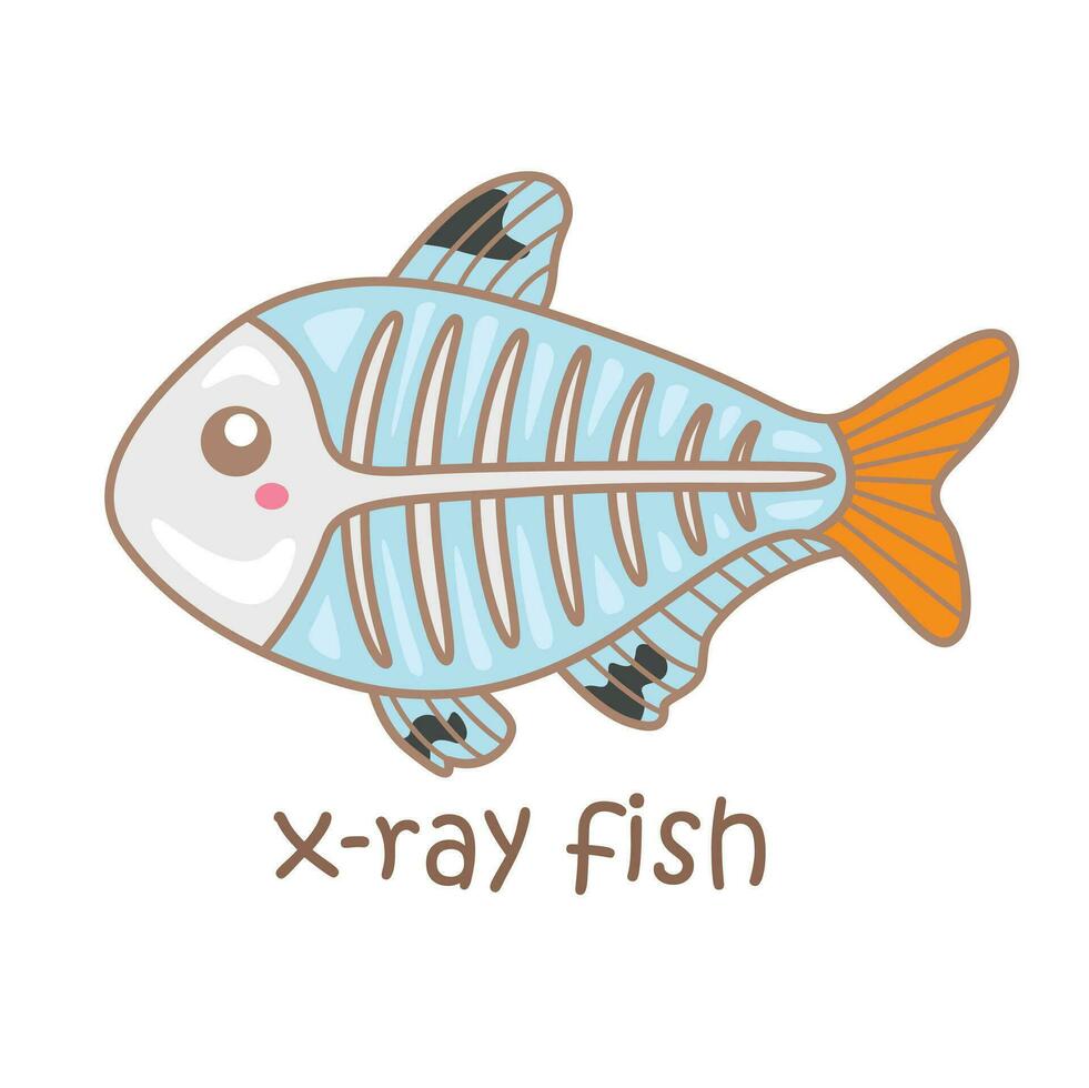 alphabet X pour radiographie poisson vocabulaire école leçon en train de lire dessin animé illustration vecteur clipart autocollant