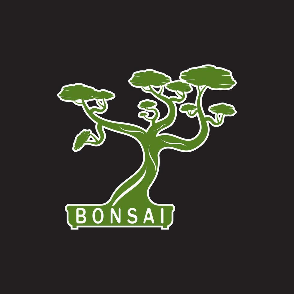 bonsaï logo conception. Japonais mini petit plante arbre silhouette logo conception vecteur