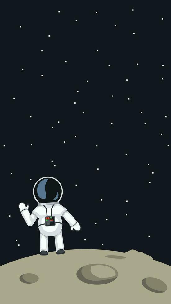 astronaute agitant sur lune vecteur