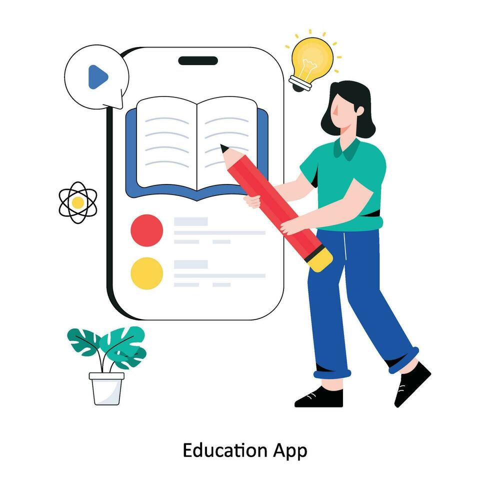 éducation app plat style conception vecteur illustration. Stock illustration