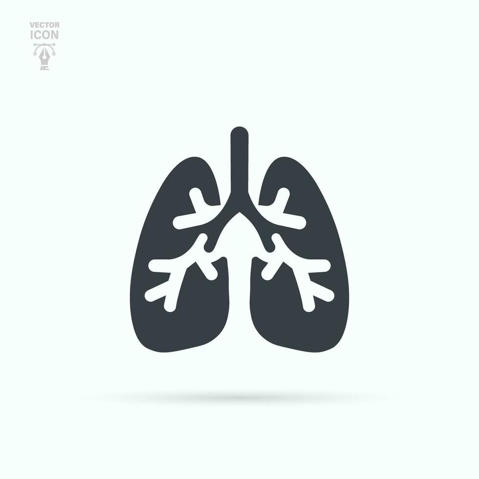 poumons icône. respiratoire système en bonne santé poumon plat médical organe. isolé vecteur illustration.