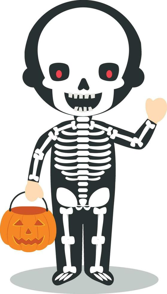 dessin animé illustration de une squelette pour Halloween vecteur