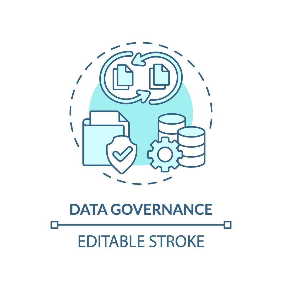 modifiable Les données la gouvernance concept bleu mince ligne icône, isolé vecteur représentant Les données démocratisation.