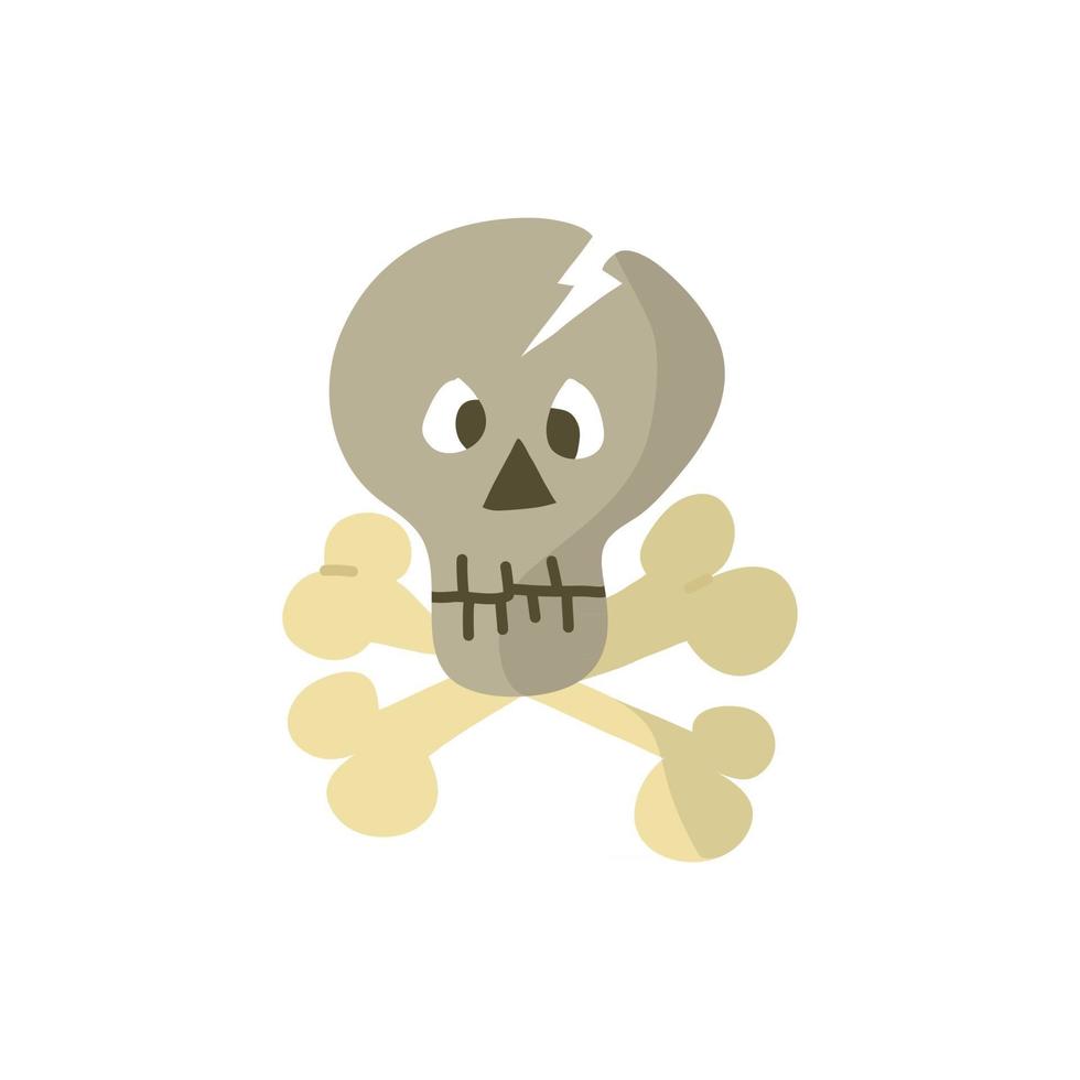 crâne mignon et design plat d'os croisés, illustration vectorielle vecteur