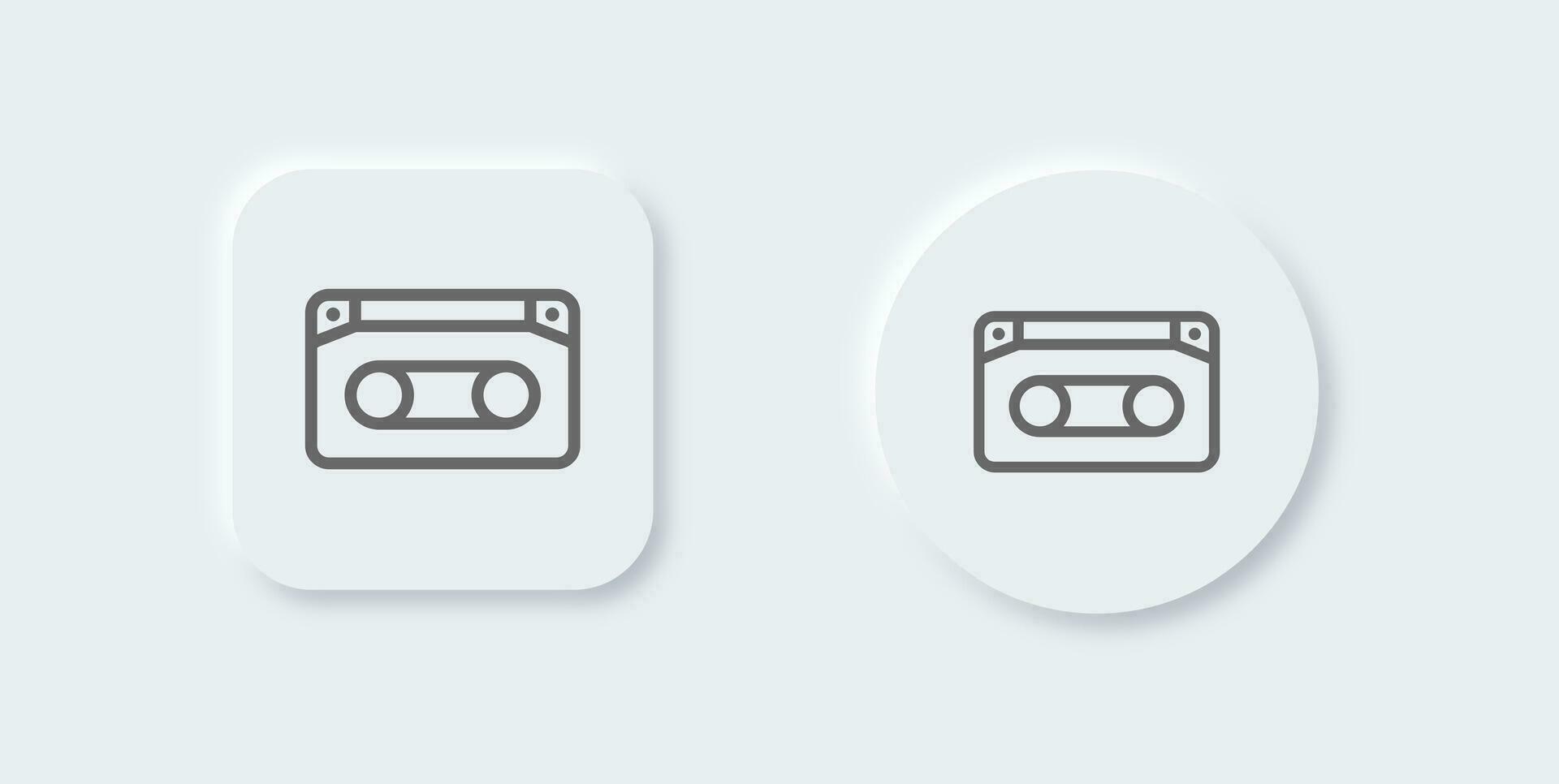 vhs ligne icône dans néomorphe conception style. ruban cassette panneaux vecteur illustration.