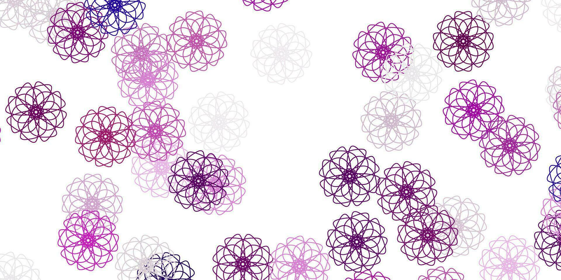 motif de doodle vecteur rose clair avec des fleurs.