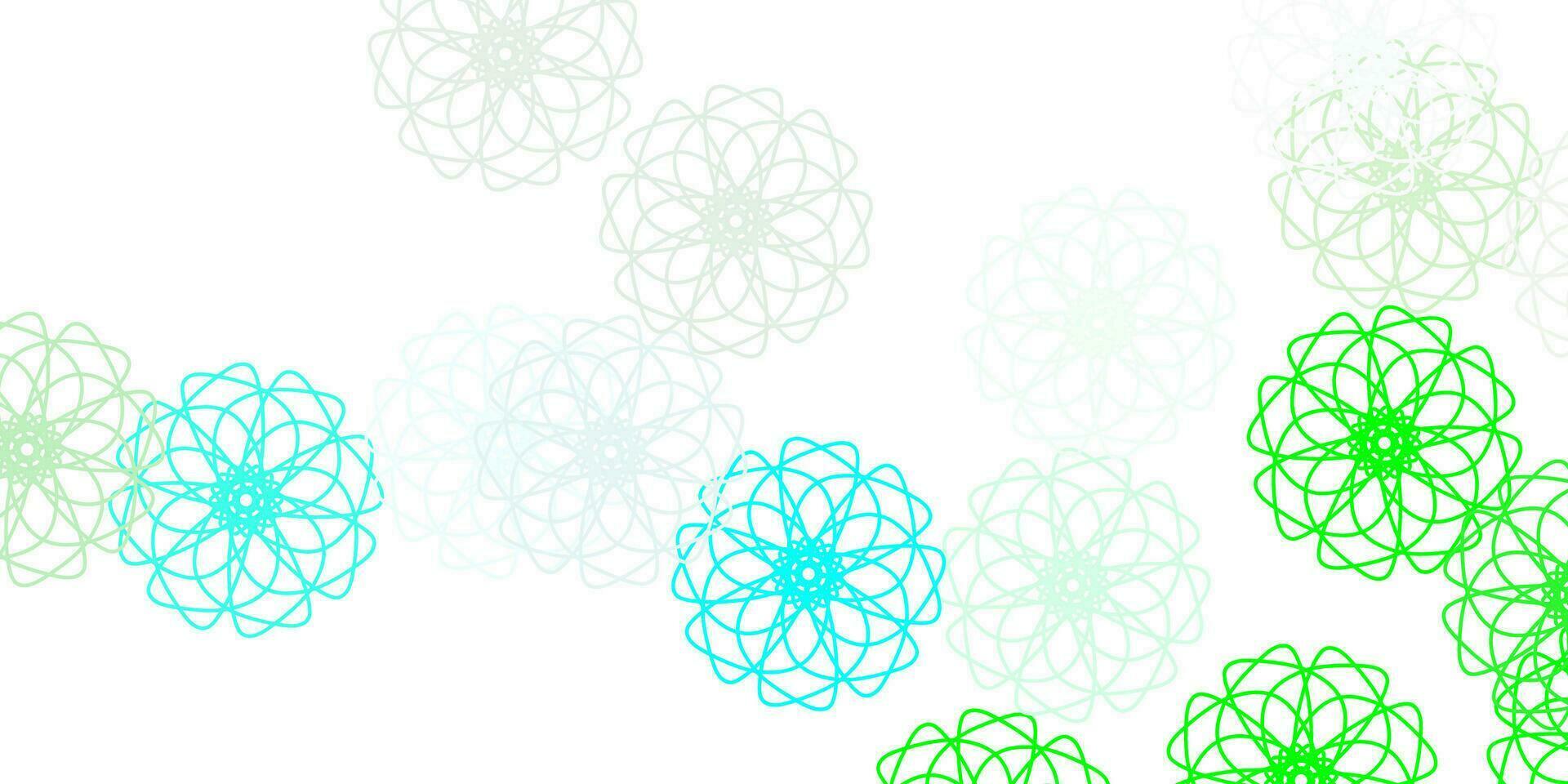 motif de doodle vecteur vert clair avec des fleurs.